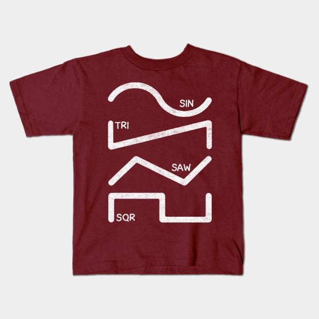 Synthesizer Waveforms Design / Faded Style Kids T-Shirt by DankFutura